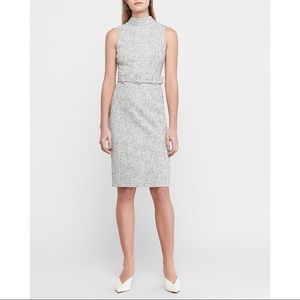 EXPRESS Jacquard Belted Mock Neck Sheath Dress